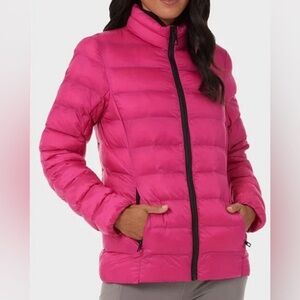 32 Degrees Hot Pink Puffer Jacket with Black Trim.
